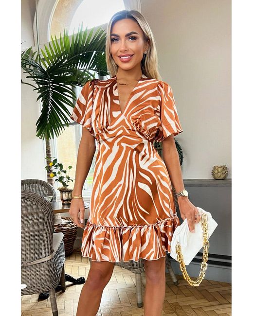 AX Paris Multicolor Printed Short Sleeve V Neck Mini Dress