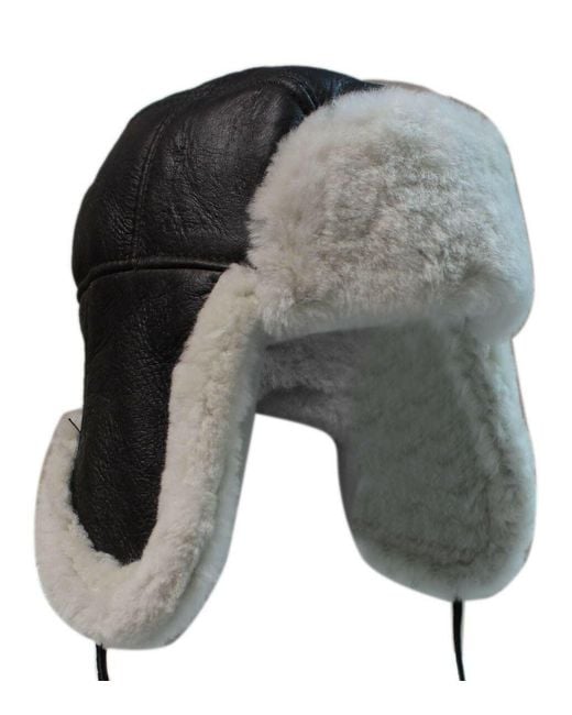 Infinity Leather Gray Navigator Raf Trapper Hat for men