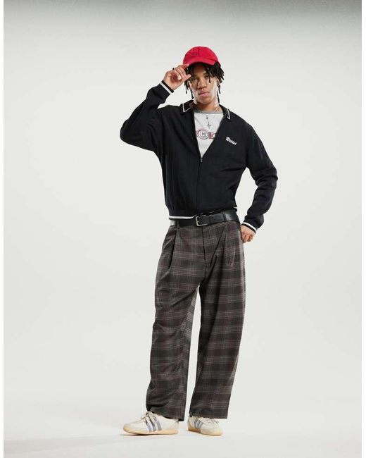 Dickies Black Lewistown Striped Knitted Cardigan for men