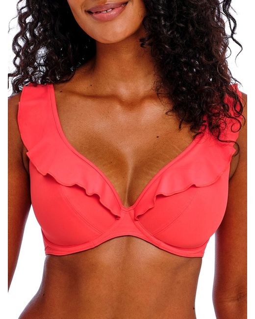 Freya Red Jewel Cove High Apex Bikini Top
