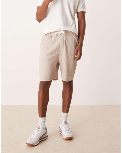 ASOS Natural Oversized Waffle Textured Short for men