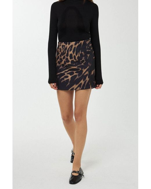 Hiccup Black Leopard Print Mini Skirt