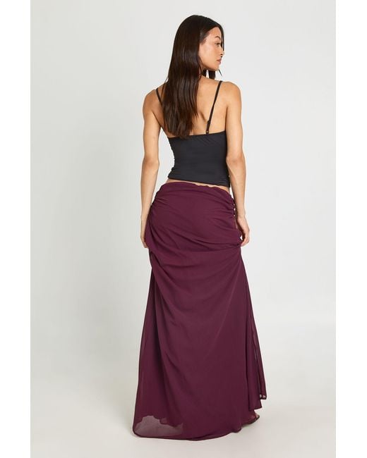 Boohoo Red Tall Low Waist Chiffon Maxi Skirt