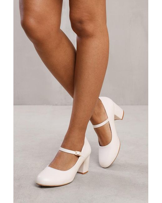Where's That From White Wheres 'Eben' Block Heel Mary Jane Pumps