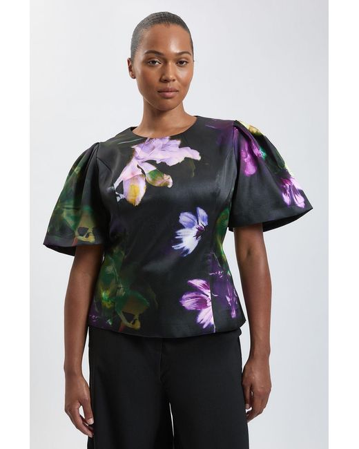 Karen Millen Multicolor Plus Size Floral Print Twill Top