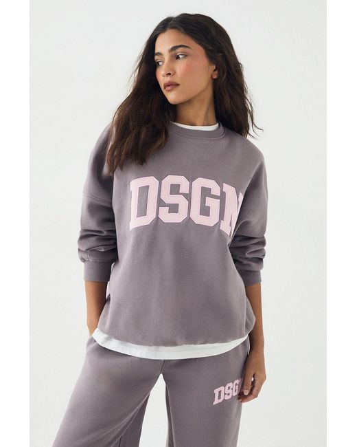 DSGN Studio Purple Cord Applique Oversized Sweatshirt