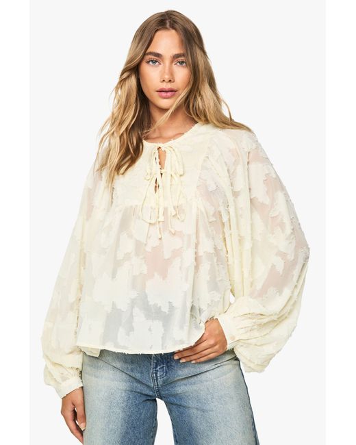 Boohoo Natural Burnout Floral Boho Blouse