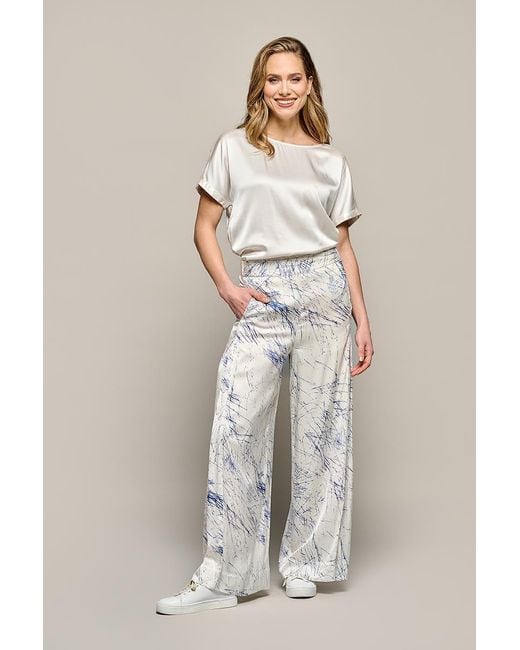 Mart Visser Aiden Print Broek Wit / Navy in het Natural