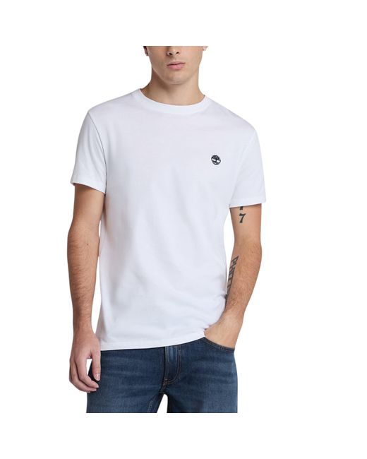 Timberland White T Shirts Classic Logo Summer Crew Neck Dunstan River Tops New for men