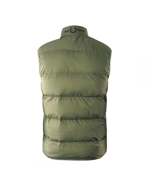 Fred Perry Green Insulated Quilted Uniform Gilet Jacket for men