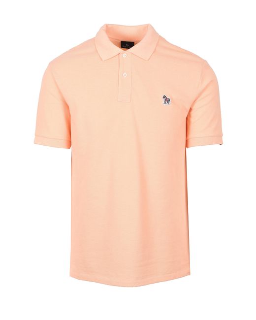 Paul Smith Pink Reg Fit Ss Polo Zebra Peach for men