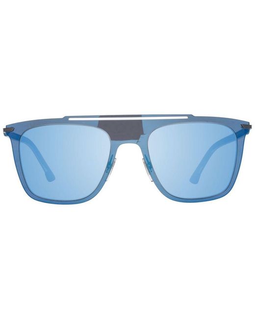 Police Blue Mirrored Rectangle Sunglasses for men