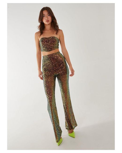 Leopard Print Slinky Flared Trousers
