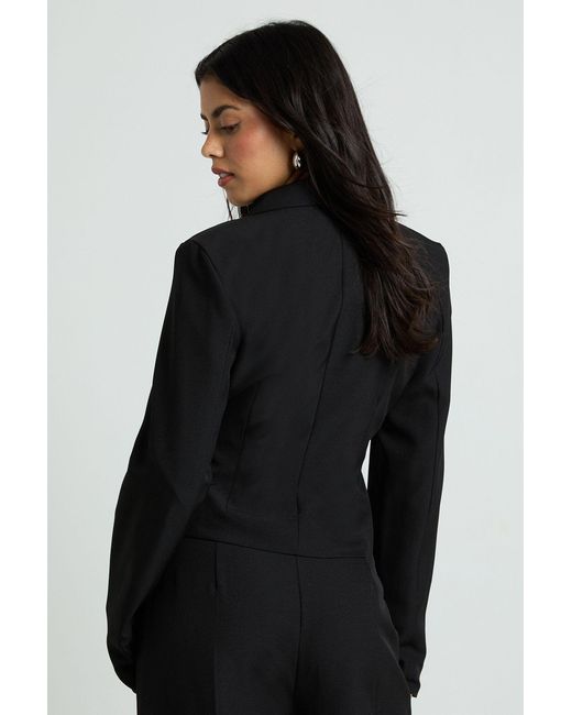 Boohoo Black Tie Side Tailored Blazer