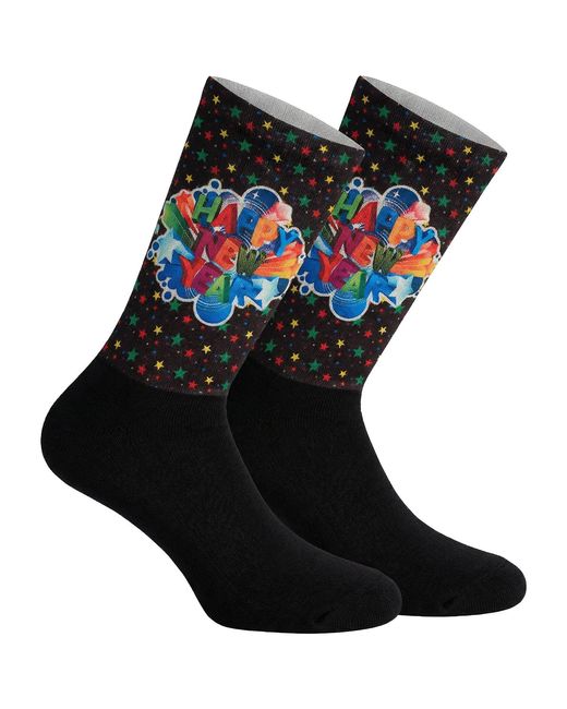 Jenes Socks Black Funny Printed Long For And