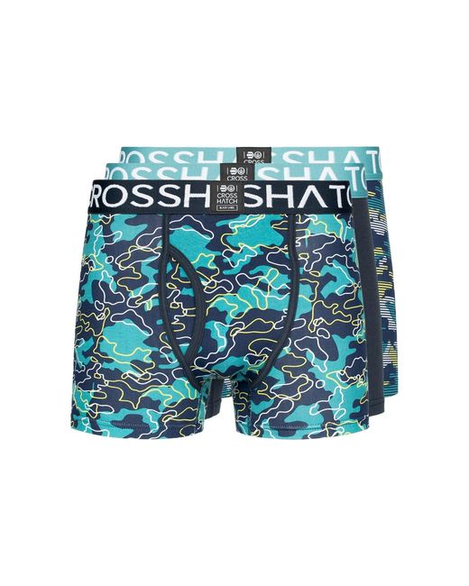 Crosshatch Blue Linamo Mve Open Fly Boxer Shorts (Pack Of 3) for men