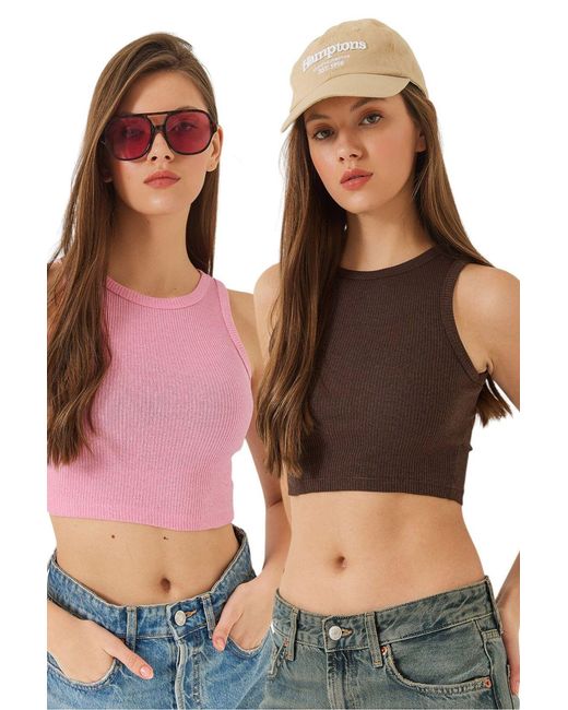 Bianco Lucci Brown 2Er-Pack Basic Top