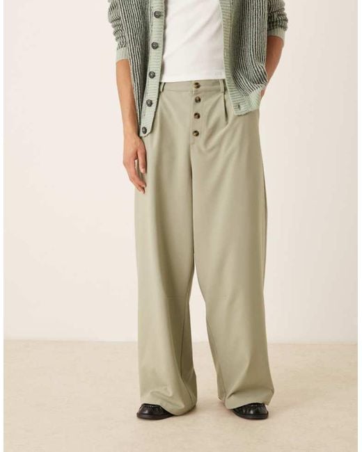 ASOS Natural Horseshoe Trouser With Pinstripe for men