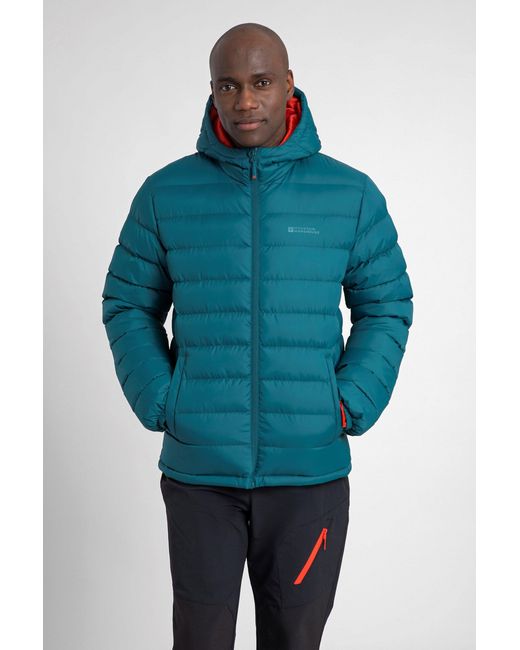 Mountain Warehouse Blue 'Season' Padded Jacket Water Resistant Everyday Warm Coat Nylon for men