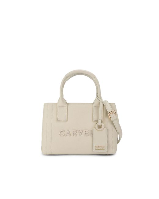Carvela Kurt Geiger White Canvas Lidia Micro Tote Bag