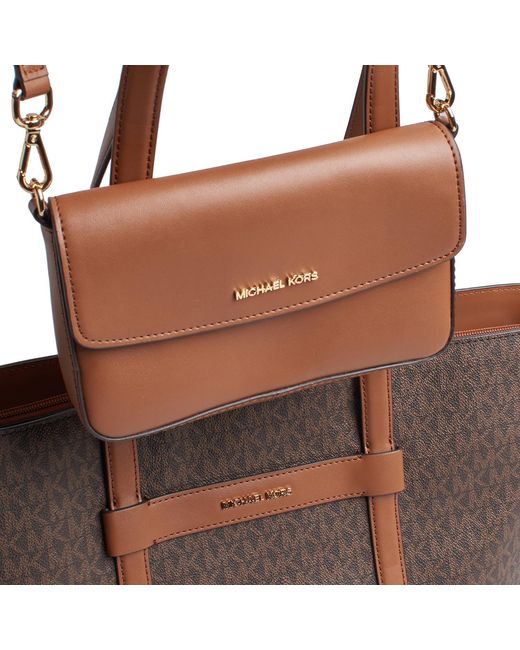 Michael Kors Brown 2-In-1 Tote Bag Jet Set Travel Large Set Handbag And Shoulder Bag 35S6Gtvt3B