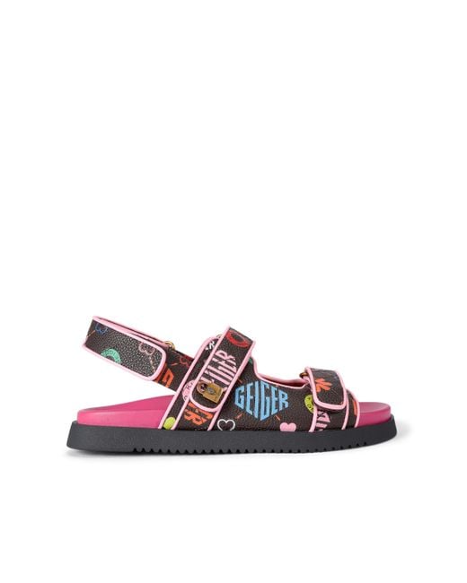 Kurt Geiger Purple Leather Kgl Brixton Lock Sandal Sandals