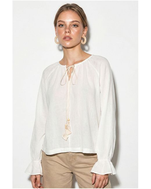 Bianco Lucci White Elastane Blouse