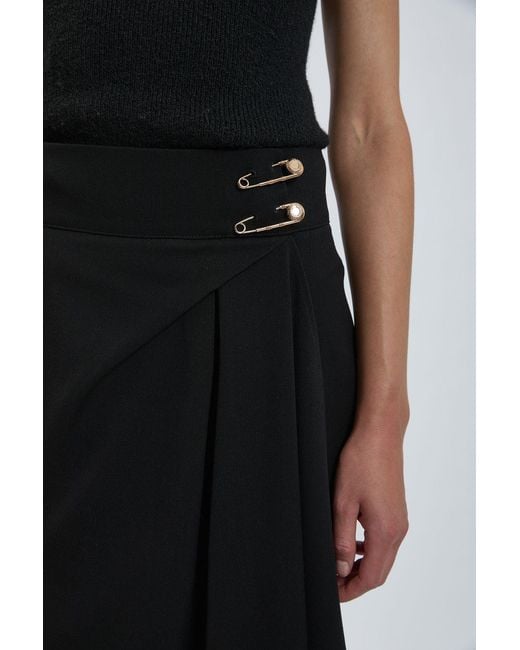 Karen Millen Black Tailored Wrap Trim Maxi Skirt