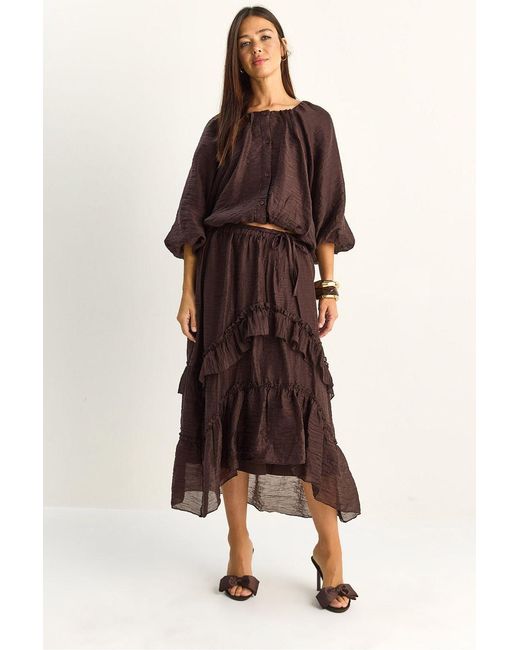 Bianco Lucci Brown Elastane Blouse