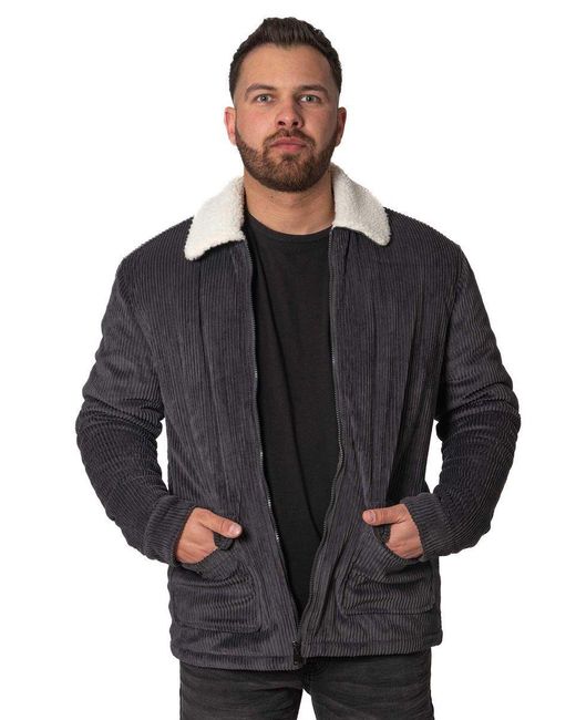 Soulstar Black Soul Star Corduroy Jacket, Sherpa Collar Smart for men