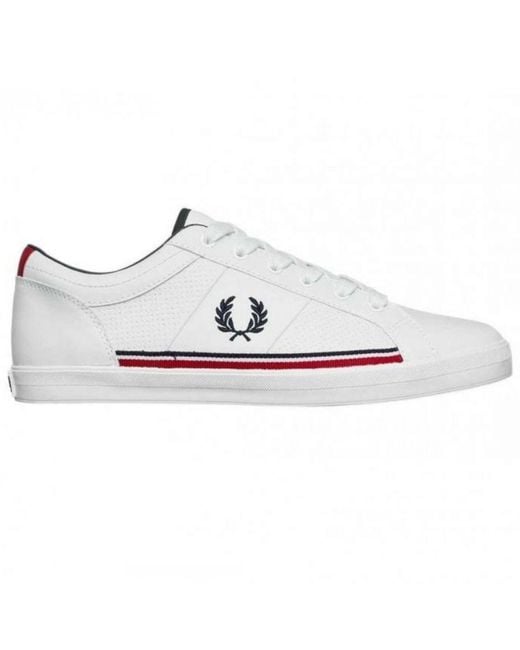 Fred Perry White Baseline Perf Leather Trainers for men