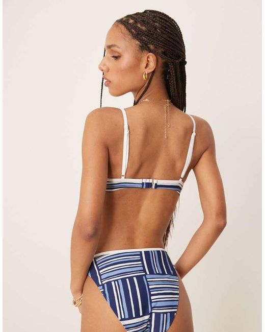 Abercrombie & Fitch Blue Contrast Trim Underwire Bikini Top Co-Ord