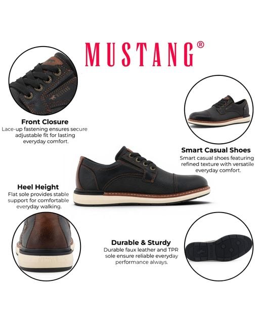 Mustang Black Faux Leather Casual Outdoor Shoes for men