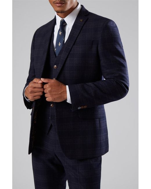 Antique Rogue Blue Long Sleeve Slim Fit Suit Jacket for men