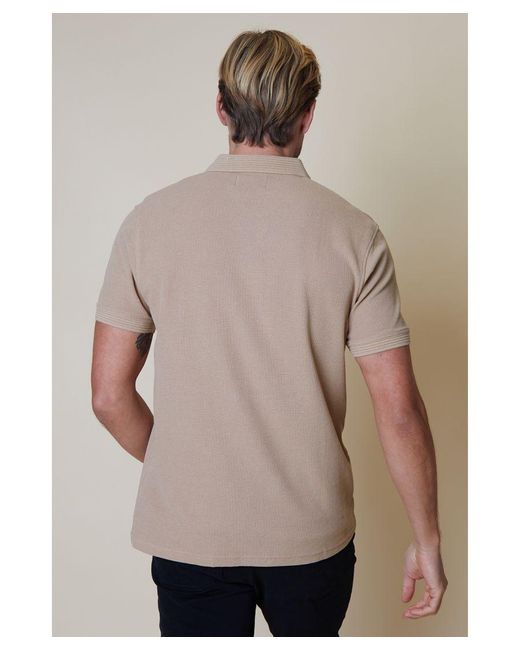 Threadbare Natural 'Sedona' Waffle Cotton Jersey Polo Shirt for men