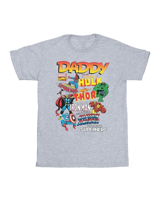 Marvel Gray Our Dad Superhero T-Shirt (Sports) for men