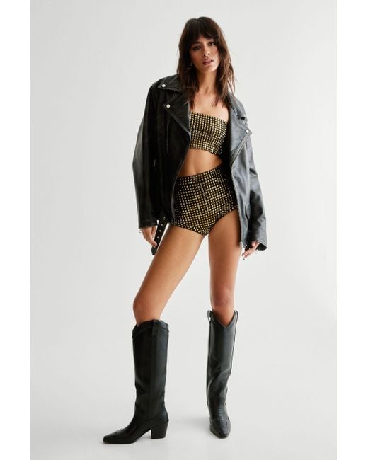 Nasty Gal Black Studded Embellished Knicker Short