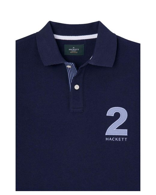 Hackett Blue Heritage Number Polo for men