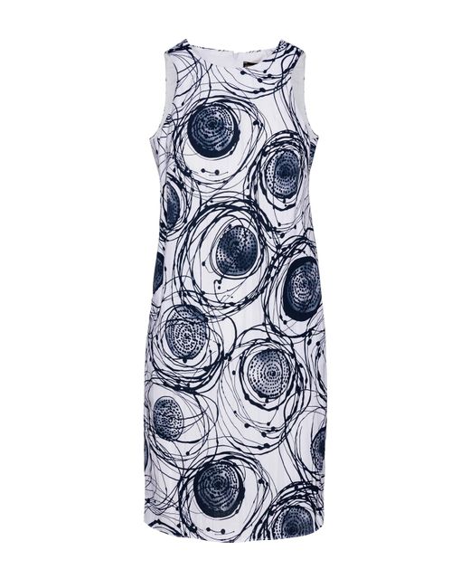 Conquista White Print Sleeveless Sack Dress