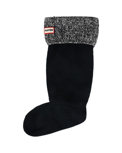 Hunter Black 6 Stitch Cable Knitted Tall Boot Socks for men