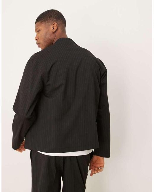 ASOS Black Smart Co-Ord Harrington Jacket for men