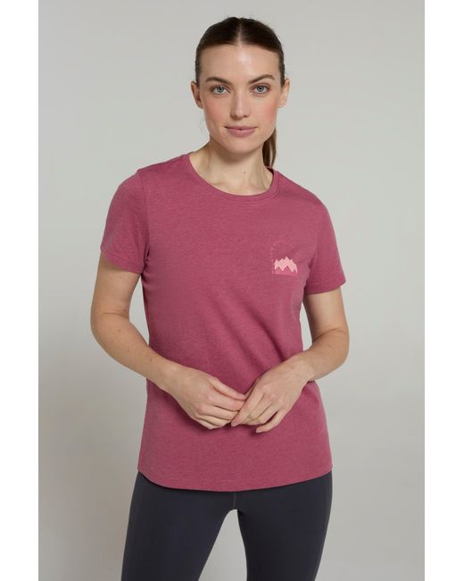 Mountain Warehouse Red 'Mountain Scene' Printed T-Shirt Cotton Jersey Casual Tee