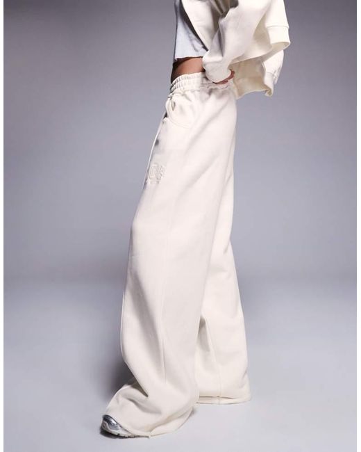 ASOS Blue Co-Ord Wide Leg Seamed Joggers With Embroidered Logo