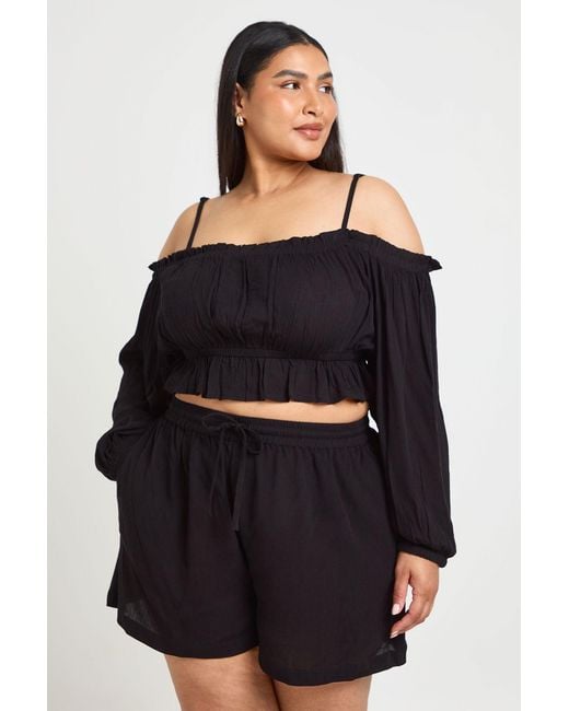 Boohoo Black Plus Textured Beach Short