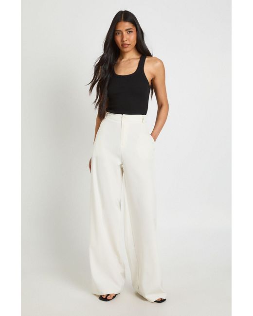 Boohoo White Tall Straight Leg Trousers