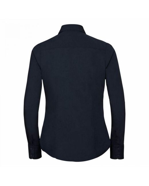 Russell Blue Collection Ladies/ Long Sleeve Poly-Cotton Easy Care Fitted Poplin Shirt (French)
