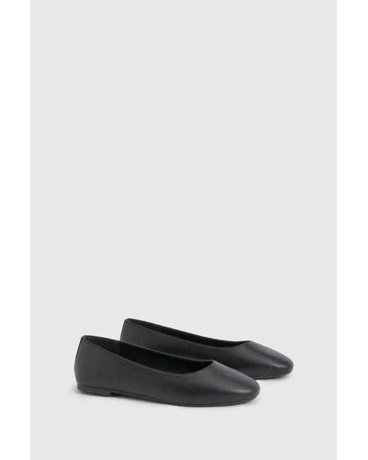 Boohoo Black Round Toe Ballet Flats