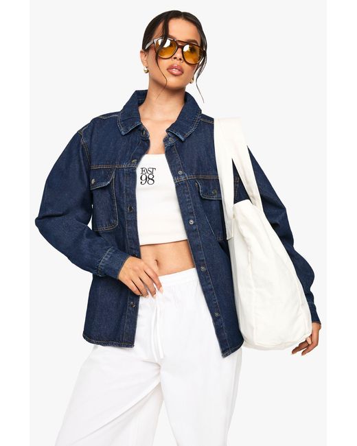 Boohoo Blue Oversized Denim Shirt