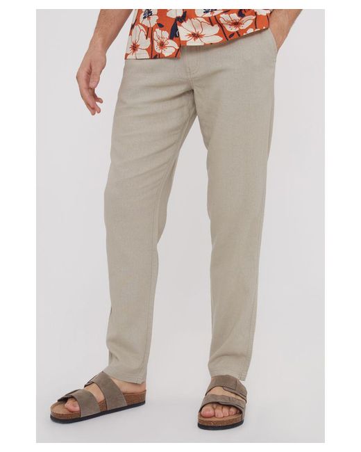 Threadbare Natural 'Annual' Linen Blend Casual Trousers for men