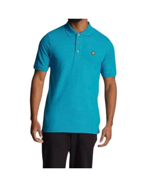 Lyle & Scott Blue Brand Chest Logo Leisure Polo Shirt Cotton for men